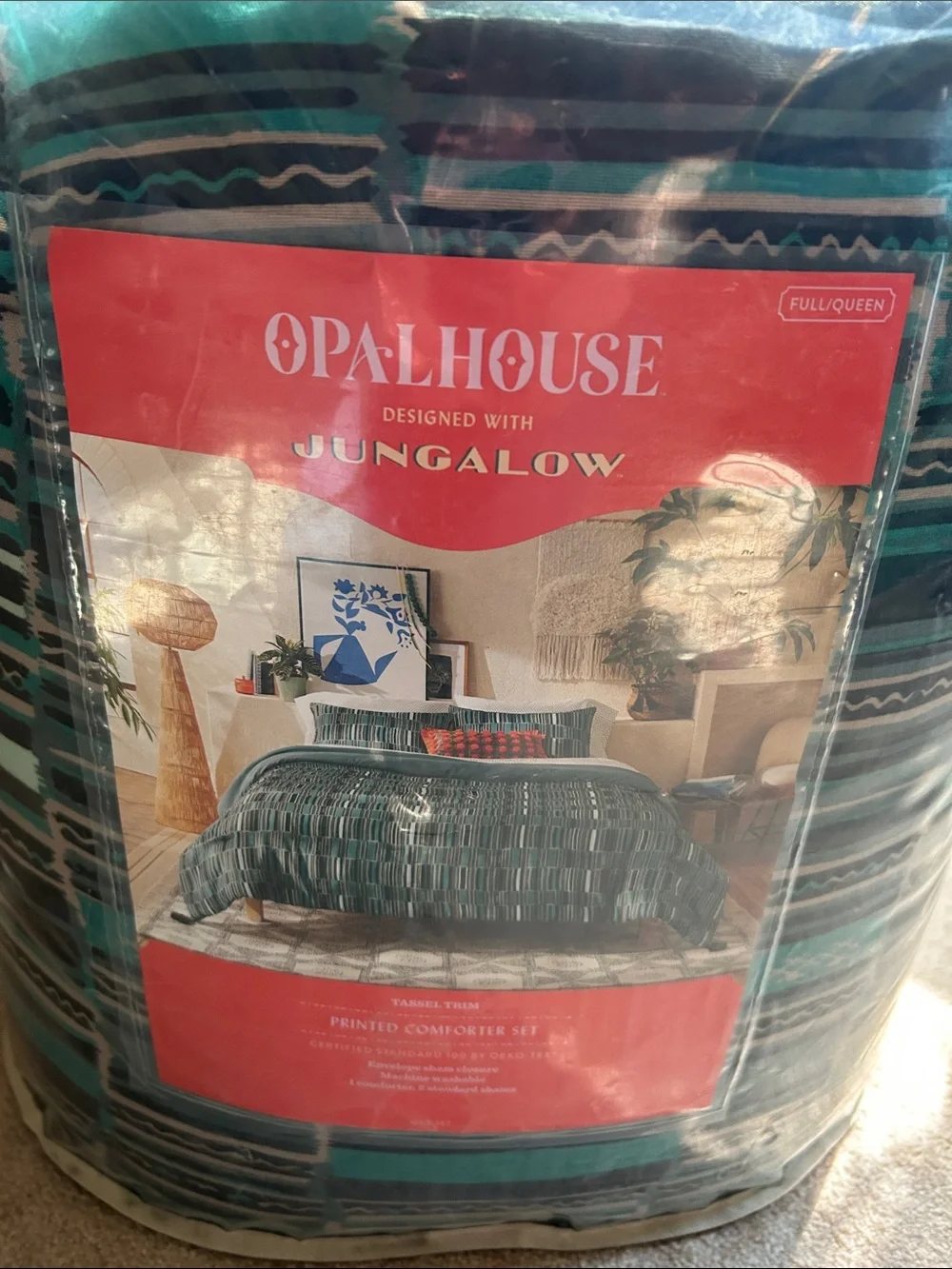 Opalhouse Jungalow F/Q Teal & Black Striped Jungalow Comforter Set